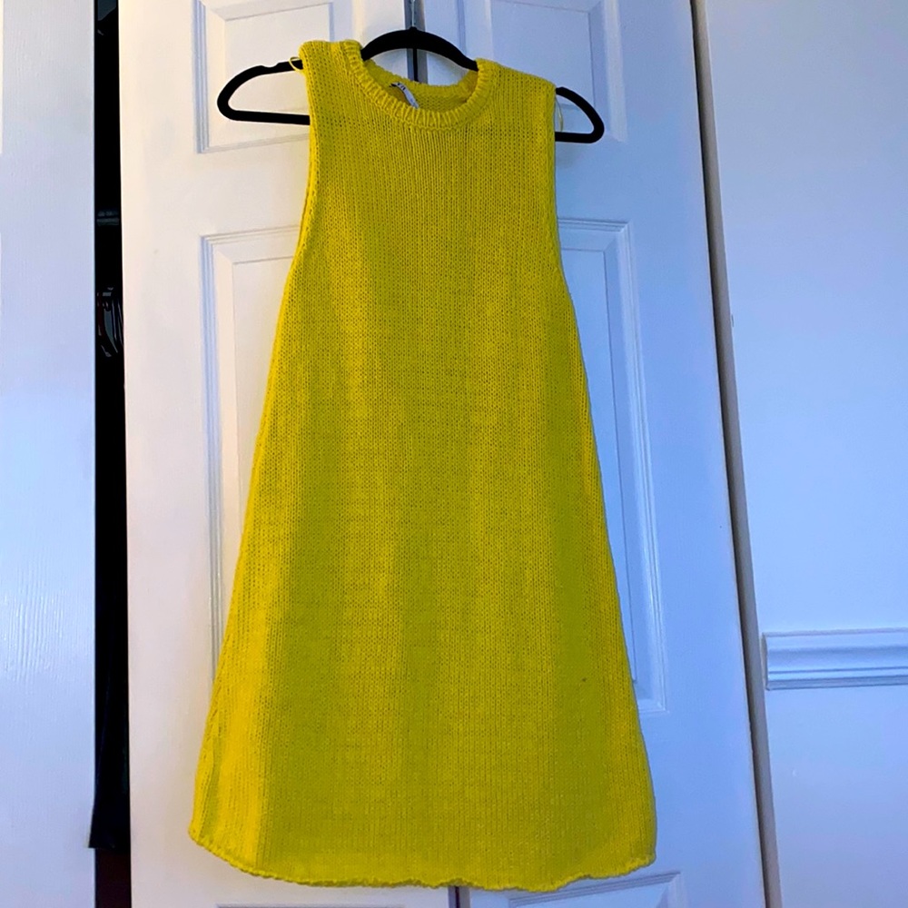 Yellow knit dress